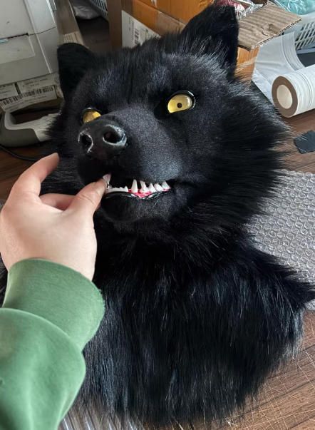 着ぐるみヘッド 狼 NO 429 黒 リアルスタイル 全頭ヘッド ケモノ ファースーツ ぬいぐるみ コスプレ コスチューム kigurumi