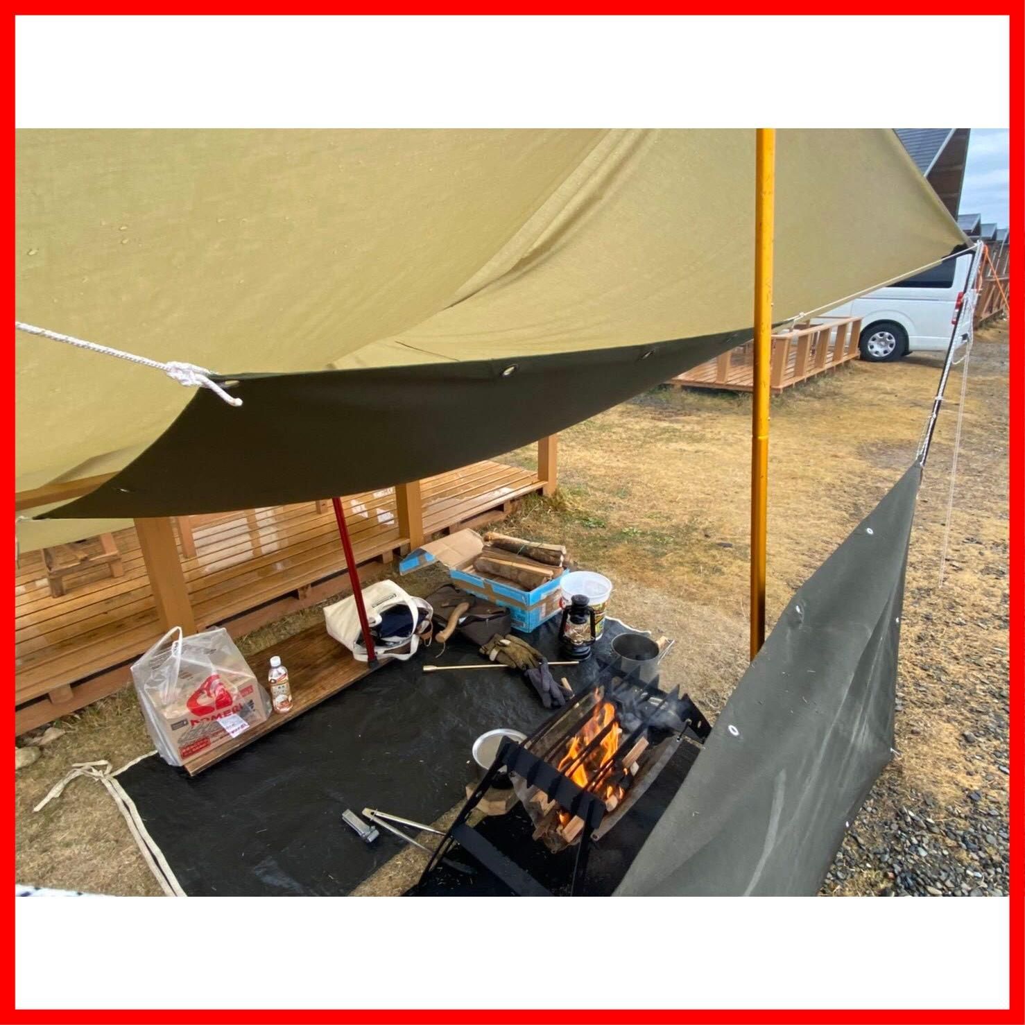 難燃タープガード グランドシート レジャーシート 風除け 風防 火の粉避け ケース付き コヨーテ