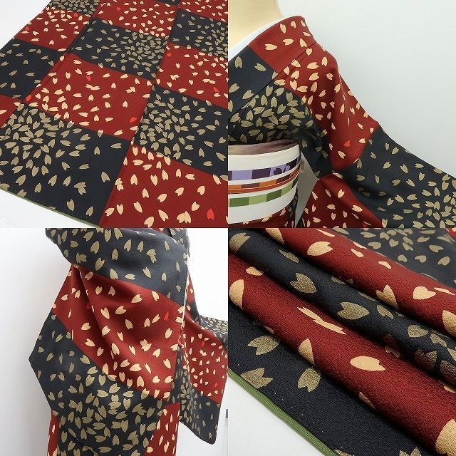  六花-RIKKA- 正絹 桜 小紋 手縫い仕立て 着物 A 3960 小紋 着物