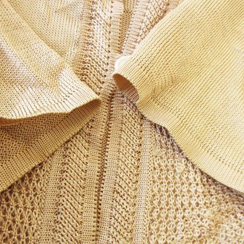 ロエベ LOEWE カーディガン ニット ラウンドネック 長袖 切替 ティアード 光沢感 M ベージュ CK14 GY11 MERCADOAVALIA_COM_BR