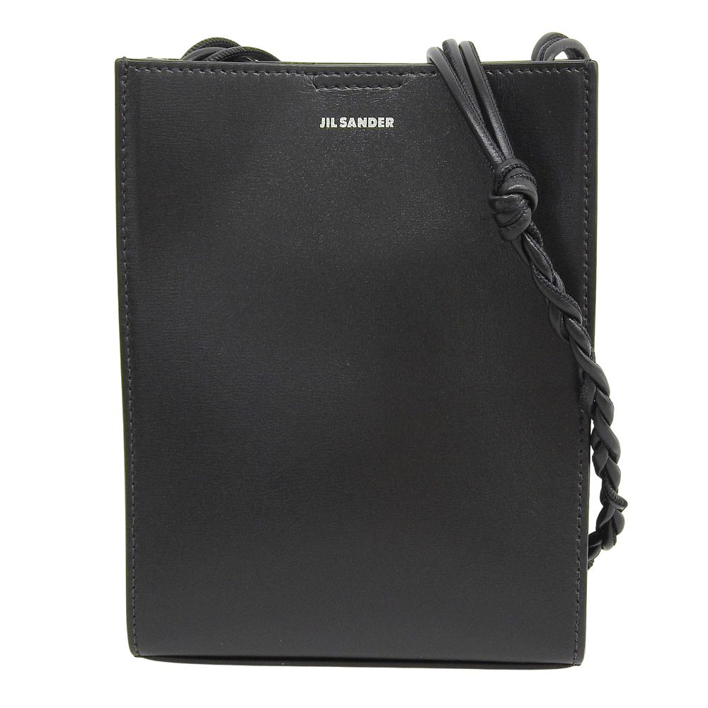 超 ジルサンダー JIL SANDER Tangle SM タングル ボックスカーフレザー ショルダー クロスボディバッグ 黒 定価129800円