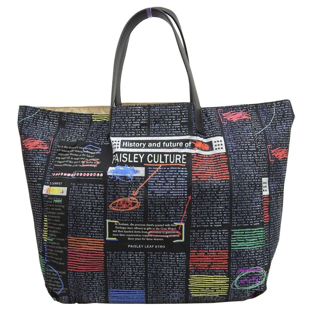  超 エトロ ETRO 2020年日本 バーシブル タブロイドナイロン ペイズリー レザー ショルダー トートバッグ クラッチ付 定価96800円 トートバッグ バッグ