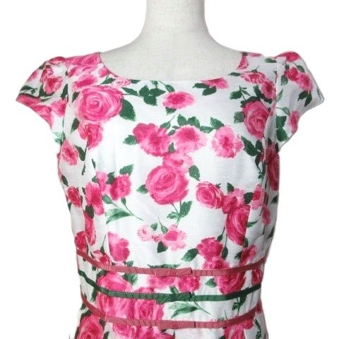 エムズグレイシー M'S GRACY 美品 バラ柄バルーンワンピース FS-221344