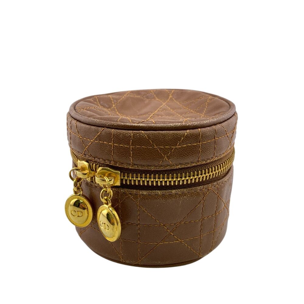 Christian Diorクリスチャンディオール ケース コスメ カナージュ ポーチ 小物入れ ブラウン レディース