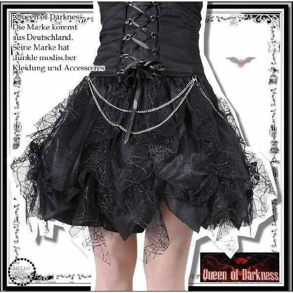 ゴシック パンク 服 チュチュ スカート 黒 蜘蛛の巣 ハイウェスト アシンメトリー wosk041