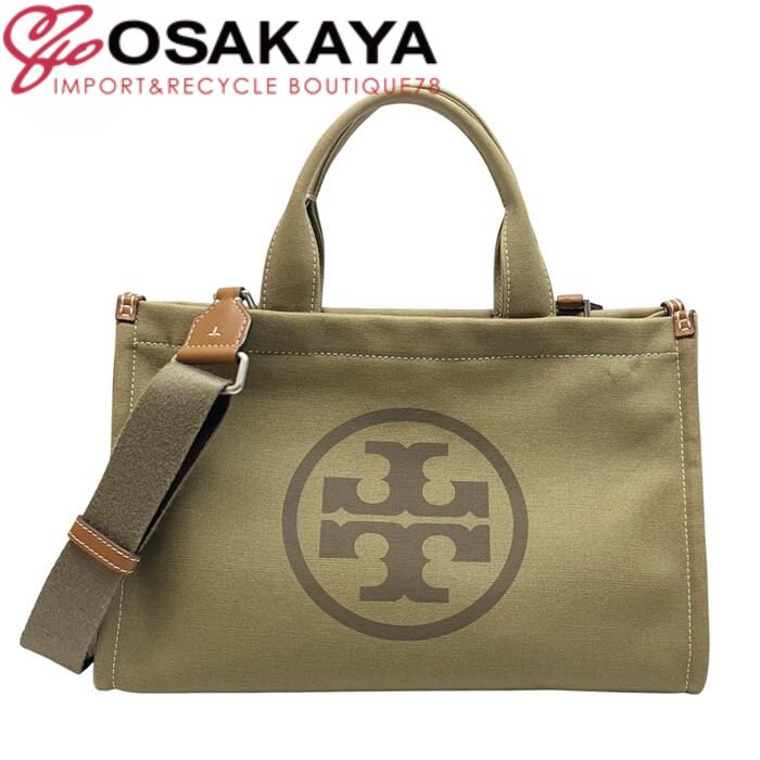TORY BURCH トリーバーチ エラ 2 WAY トート スモール キャンバス レザー ダークセージ グリーン カーキ ロゴ ショルダーバッグ レディース 女性 ユニセックス ブランド プレゼント 153381