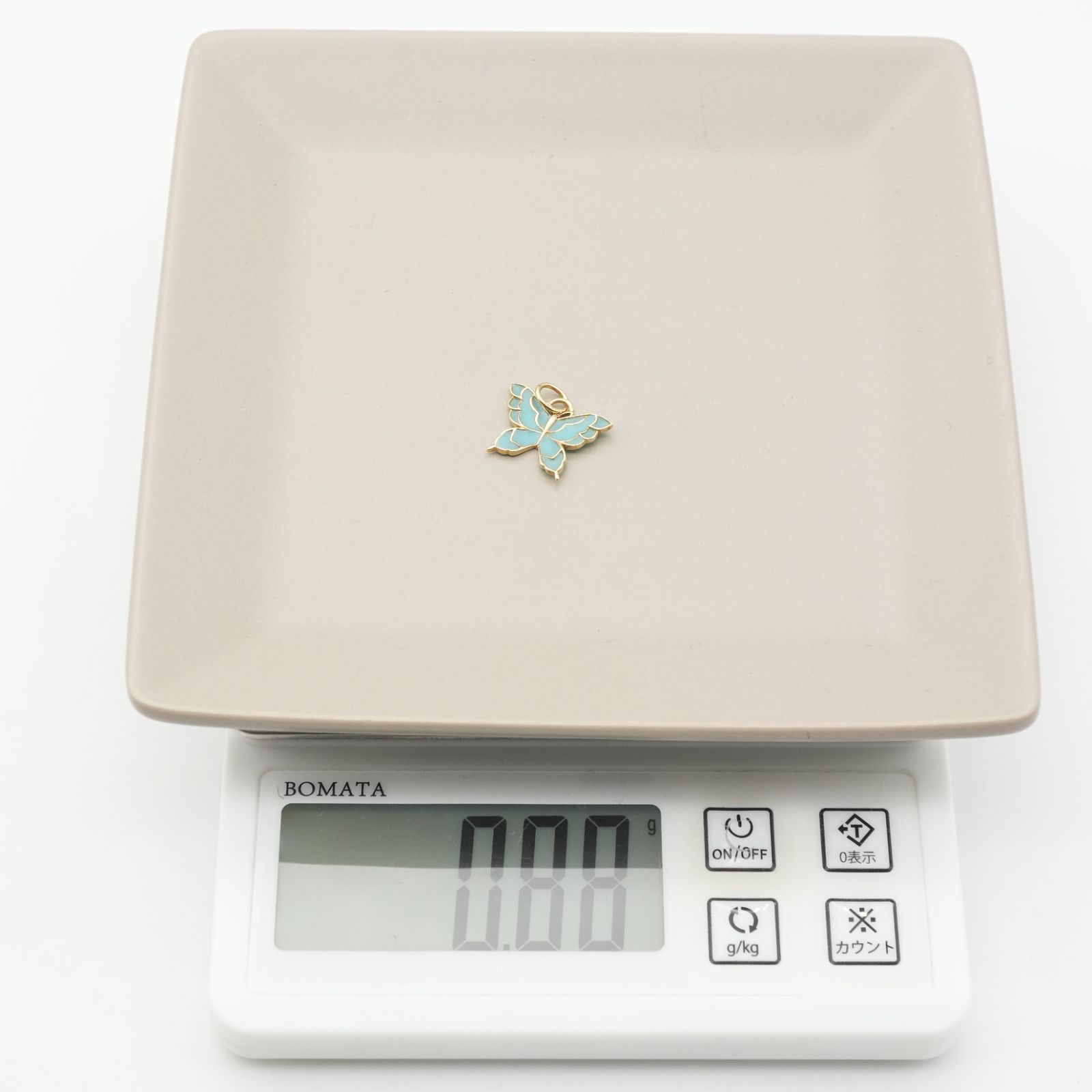 アガット バタフライ K10 ネックレストップ チャーム 水色/24-4629S K10コインモチーフチャーム｜ネックレスチャーム