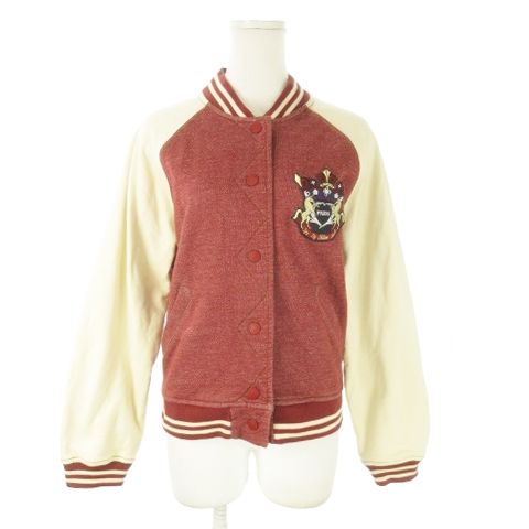 シーバイクロエ SEE BY CHLOE ジャケット スタジャン スウェット ロゴ ワッペン 切替 裏起毛 M 赤 レッド AO21 GY18