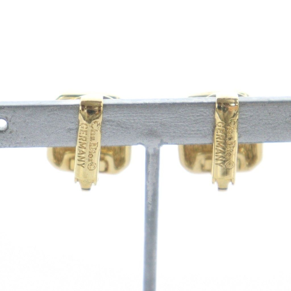 クリスチャンディオール Christian Dior イヤリング クリップ式 両耳用 GP ストーン 青石 ラインストーン ゴールド 金色 GY 18 MQ