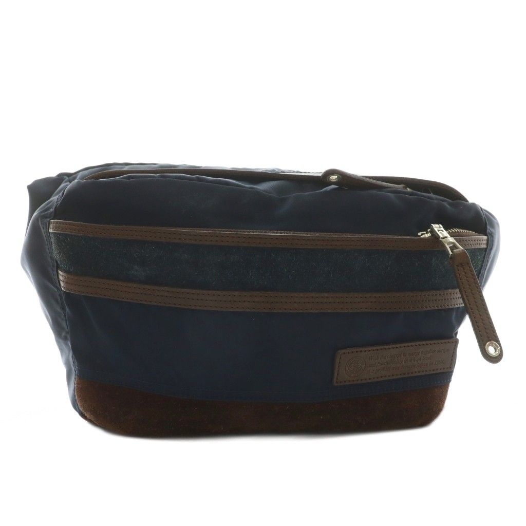 マスターピース MASTERPIECE デスティニー Density ナイロン スエード レザー コンビ ウエスト ボディ バッグ ロゴ 紺 ネイビー 茶色 ブラウン 01353 XZ GY18