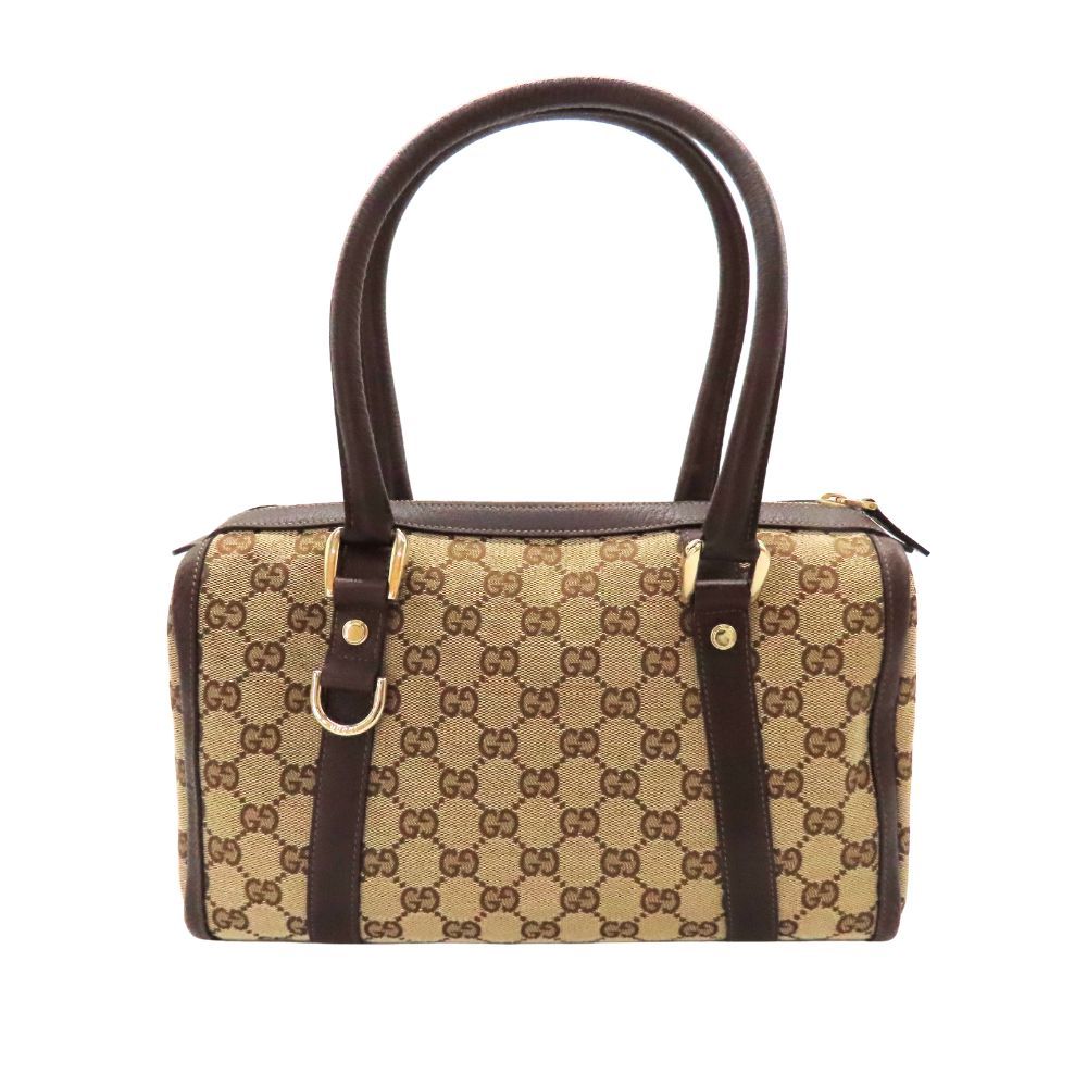 GUCCI グッチ 130942 ハンドバッグ GGキャンバス レザー ベージュ ブラウン ミニボストンバッグ レディース 大容量 A2504746 無料ギフトラッピング承ります