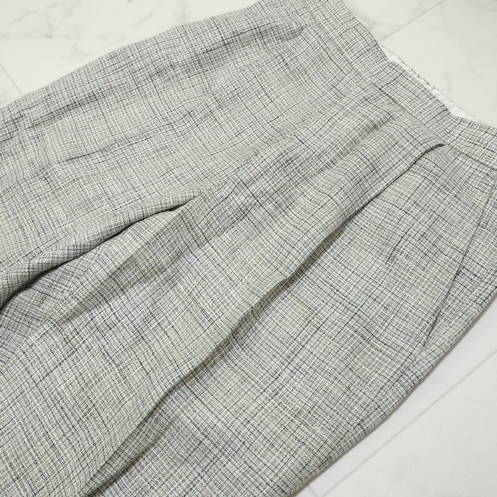 Drawer ドゥロワー シルク リネン ツイード テーパードパンツ 36 S M