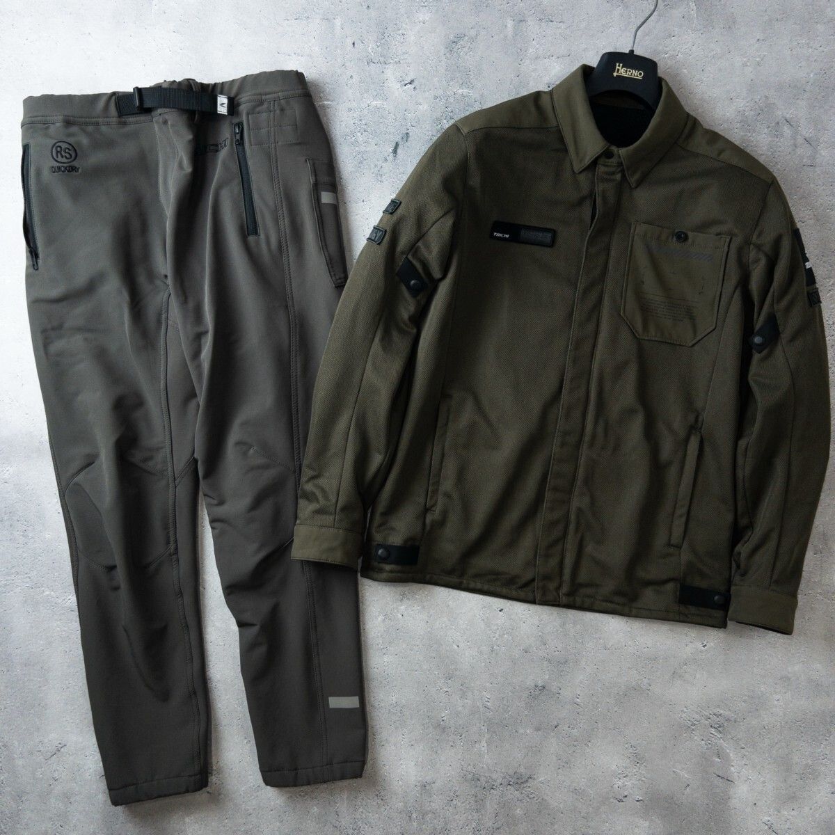 RS タイチ TAICHI RSJ 339 マイルズ エアー ジャケット RSY 263 クイックドライ ジョガー パンツ 上下 セット メンズ L カーキ バイク