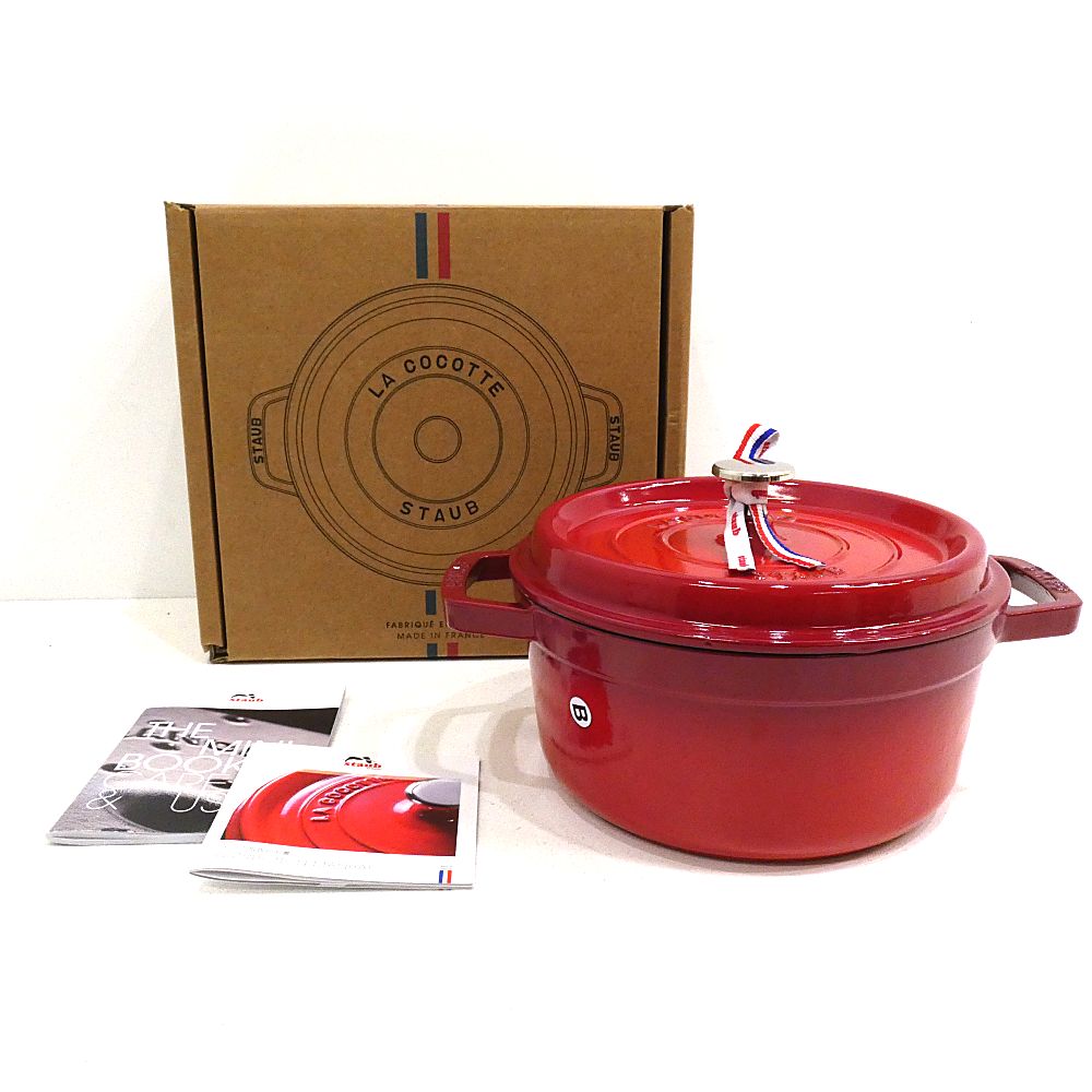 小牧店 STAUB ストウブ ピコ ココット ラウンド チェリー 22cm 2.6L 40509-825 I426-3736