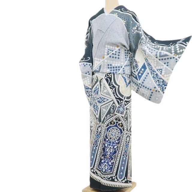 美品 正絹 肩身替わり 宝尽くし トールサイズ 付下げ 着物 A3709 美品 正絹 肩身替わり 宝尽くし トールサイズ 付下げ 着物 A3709 付