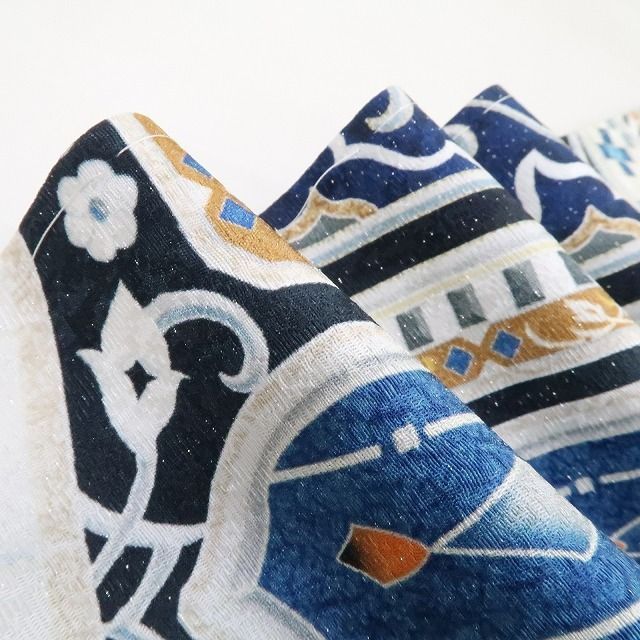 ❁tomihisa❁ 一色兼美 ステンドグラス 銀通し お仕立て上がり品 着物 正絹 トールサイズ 仕付け糸付 訪問着 4506