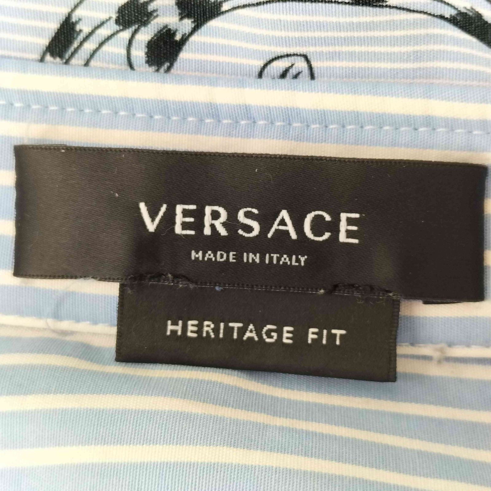 ヴェルサーチ VERSACE HERITAGE FIT ショップ 総柄ストライプシャツ