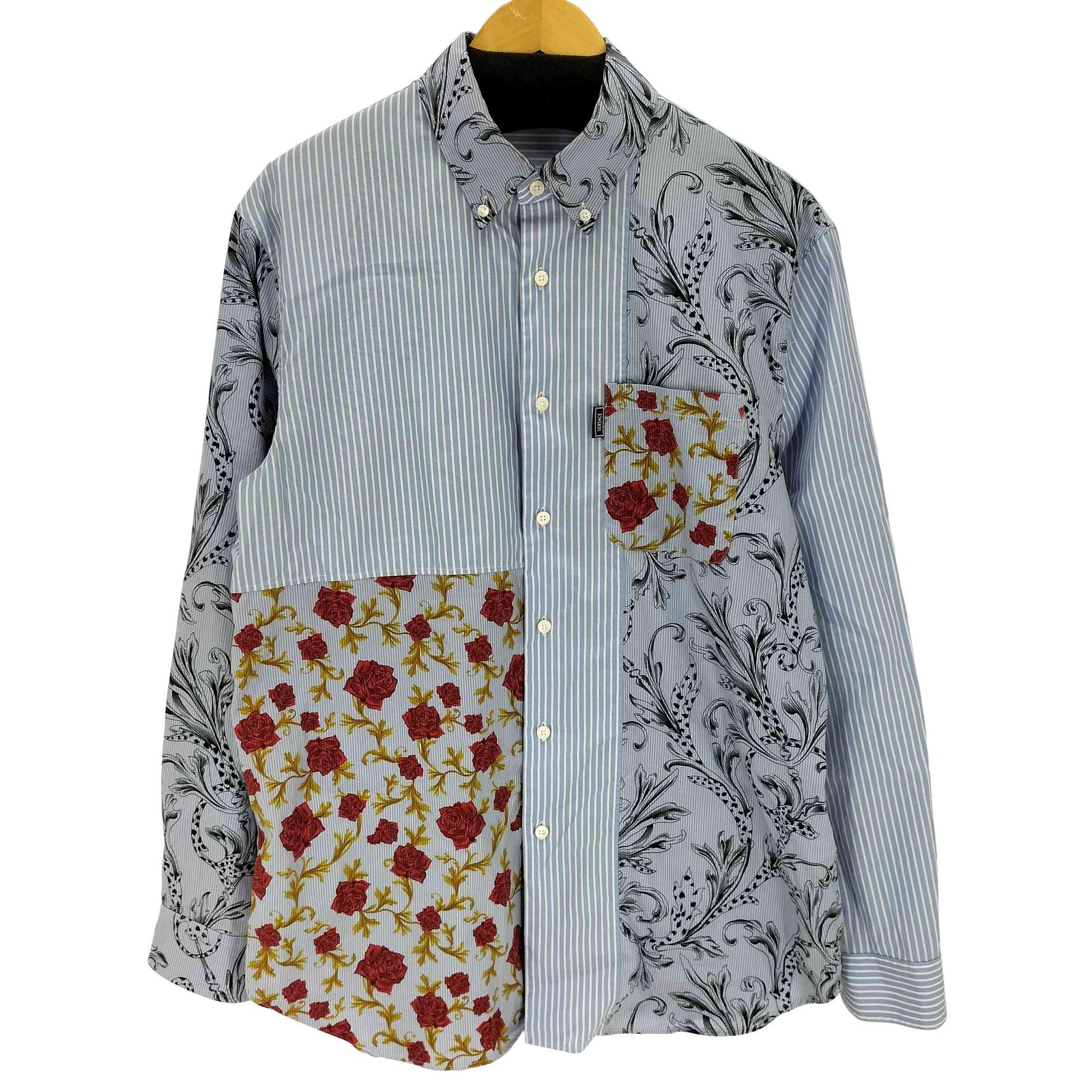 VERSACE ストライプ シャツ 【新品未使用】 HERITAGE FIT ヴェルサーチ VERSACE HERITAGE 購入 FIT 総柄ストライプシャツ メンズ