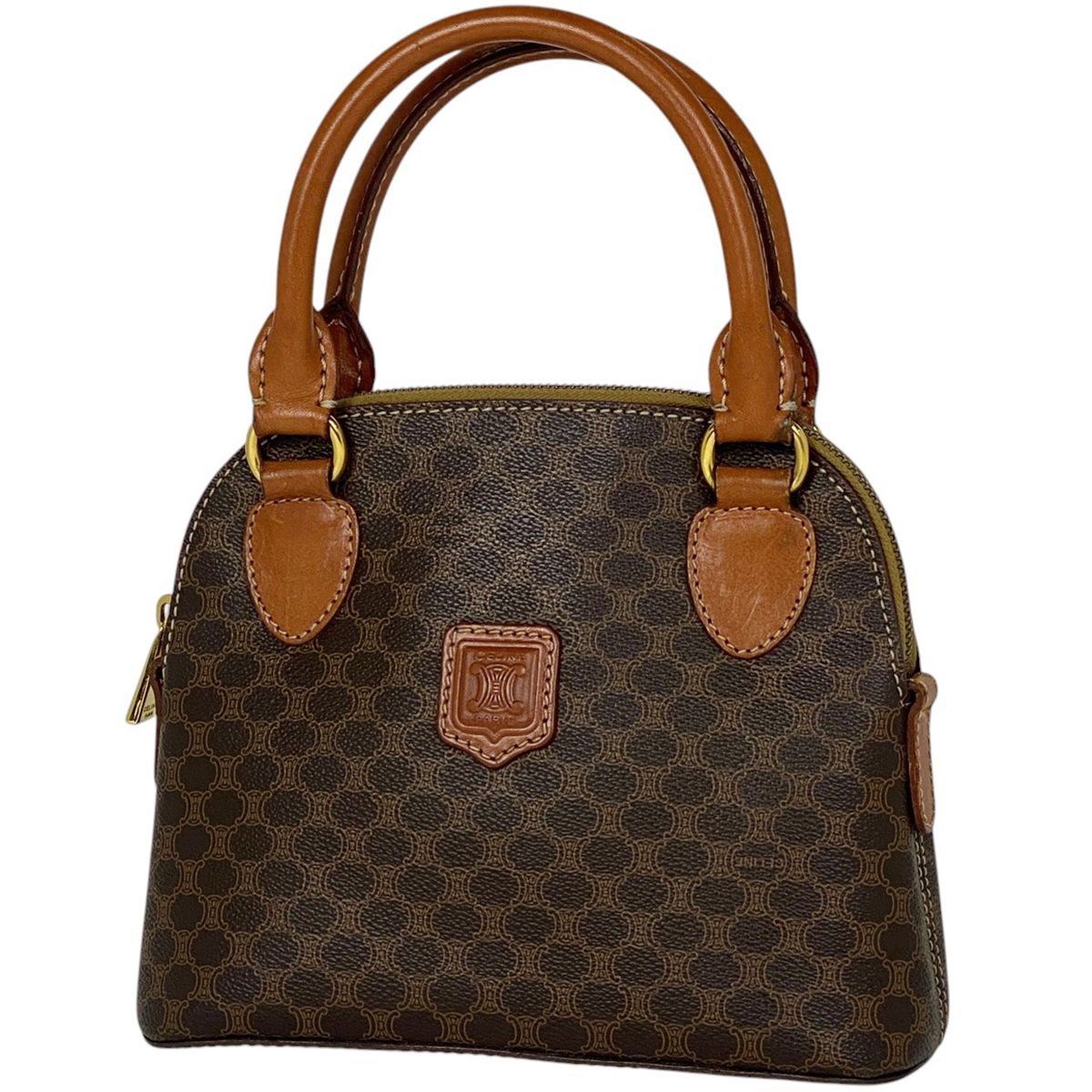 在庫一掃 セリーヌ CELINE マカダム柄 ハンドバッグ ミニ 2WAY ショルダーバッグ ハンドバッグ コーティングキャンバス ブラウン レディース