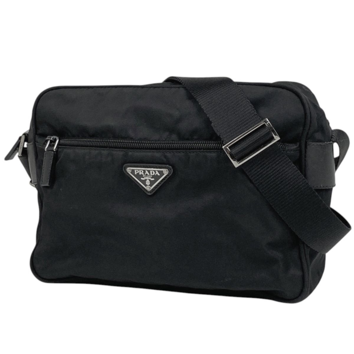 在庫一掃 プラダ PRADA ロゴプレート ショルダーバッグ ナイロン ネロ ブラック レディース