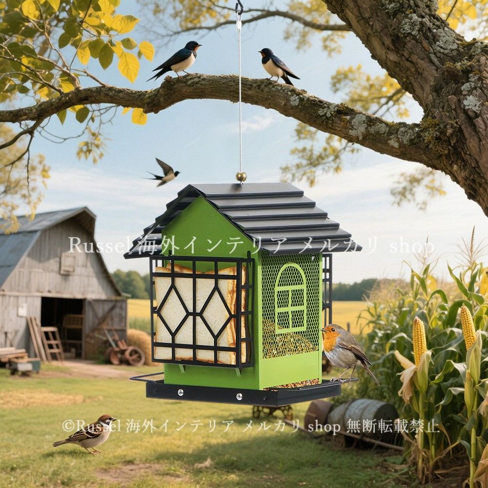 ガーデンオブジェ 餌箱 バードフィーダー グリーン 野鳥 吊るせる バードウォッチング ガーデンオーナメント ガーデニング 雑貨 ガーデン雑貨 ガーデンインテリア ガーデン インテリア 庭の装飾 お洒落 おしゃれ 8 14