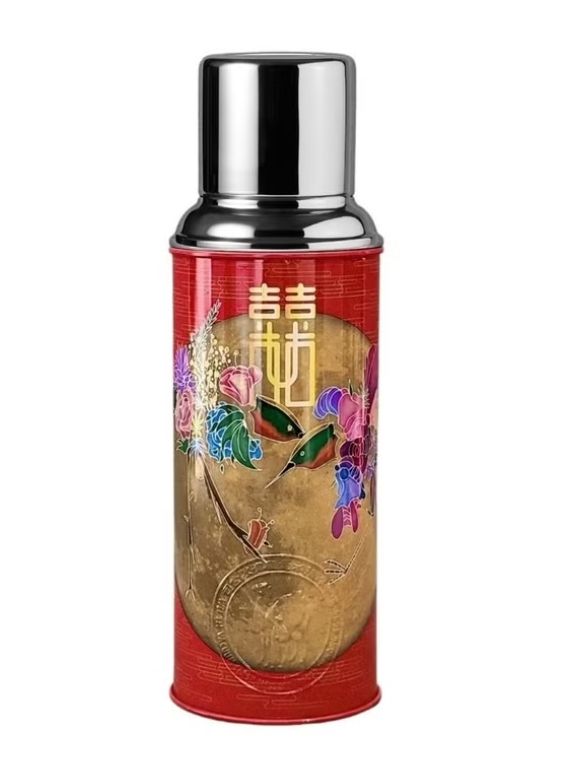 香港製 CAMEL 魔法瓶 450ml 二重ガラス 真空断熱 フラスク キャップ一体型ストッパー付き 116HB Double Happiness Moon ダブルハピネス 雙囍 月亮