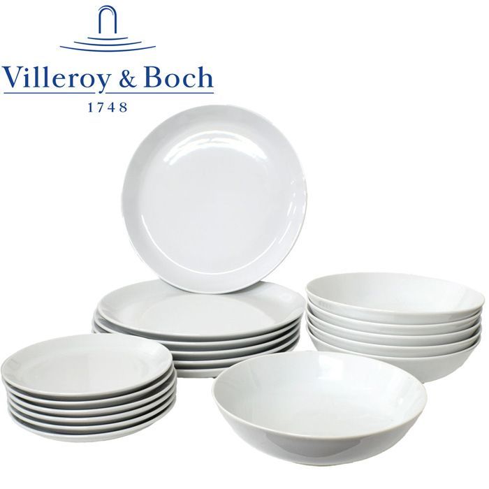 Villeroy Boch 食器セット キッチン用(皿&ボウル 6人分)ホワイト 18点
