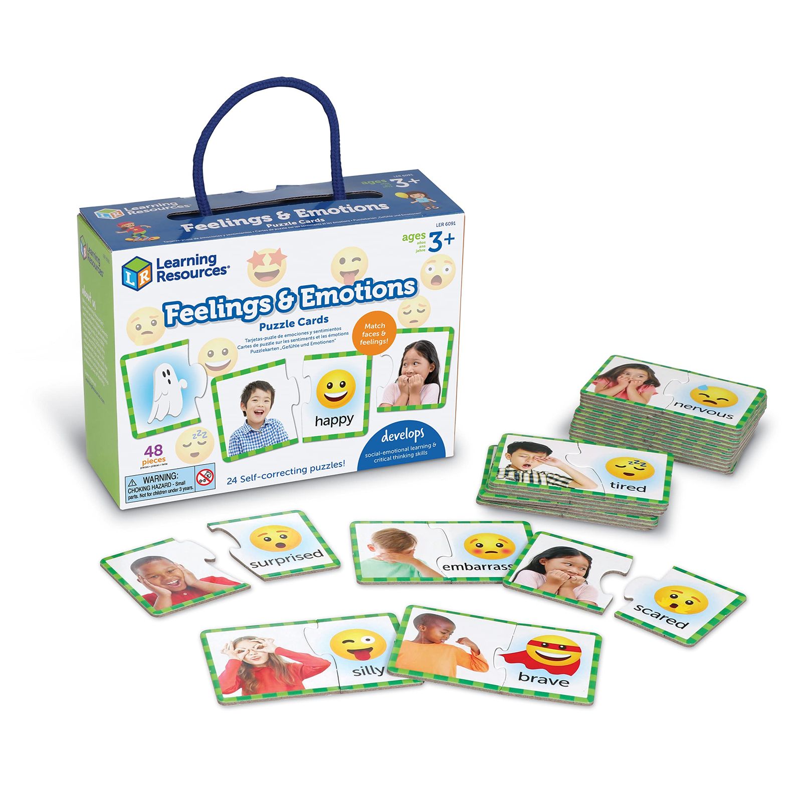 セール，爆買い Learning Resources 感情 u0026 感情パズルカード 48枚 対象年齢3歳以上 社会的スキル 言語療法教材 社会的感情学習 おもちゃ ゲーム 子供用 その他