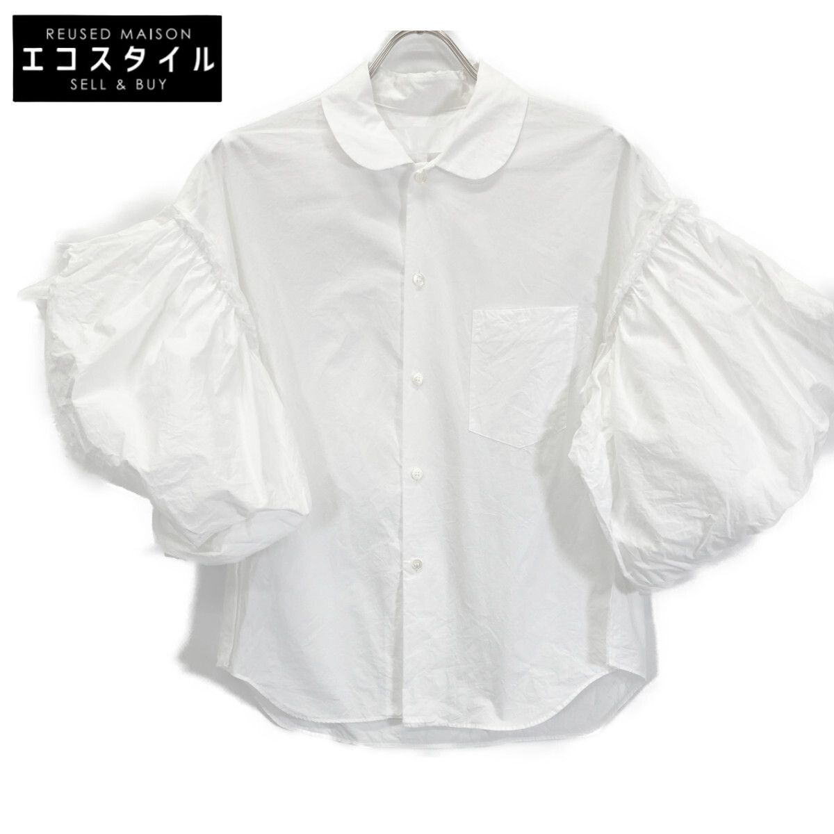 TAO COMME des GARCONS タオ コムデギャルソン TO-B011 ﾎﾜｲﾄ ｺｯﾄﾝ ﾋﾞｯｸｽﾘｰﾌﾞ ﾌﾞﾗｳｽ Ｓ