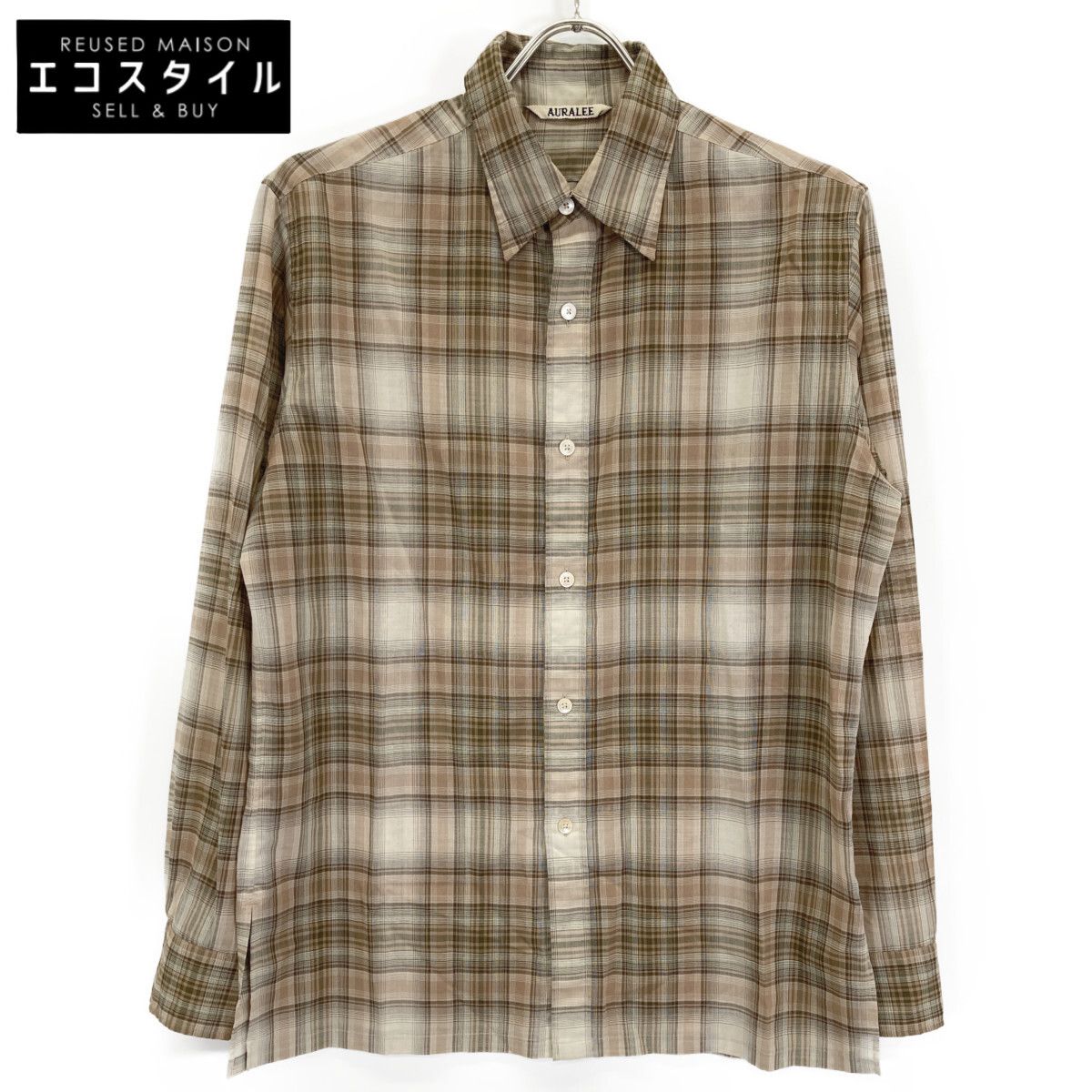 AURALEE オーラリー ブラウン A21AS04BY WOOLRECYCLEDPOLYESTER CLOTH SHIRTS 1