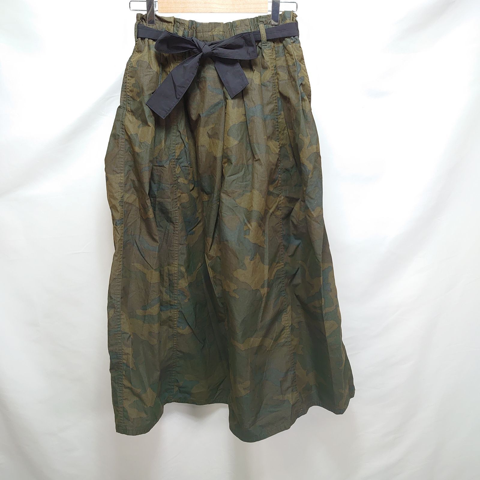 BEARDSLEY ビアズリー 迷彩柄 ロング スカート カモフラージュ リボン カーキ フリーサイズ