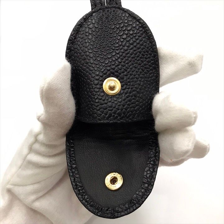 美品 CHANEL シャネル ココマーク キャビアスキン レザー クロシェット
