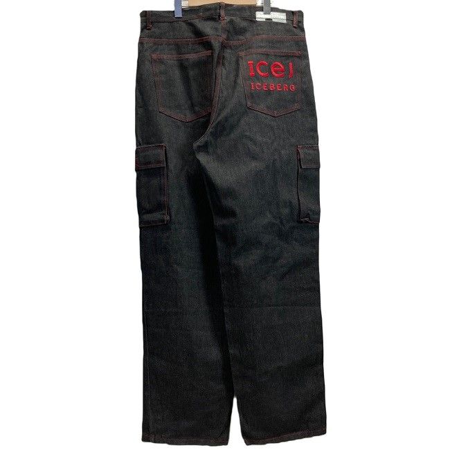 ICEBERG デニムパンツ デニム Gパン ボトムス コットン ブランドロゴ 刺しゅう カーゴパンツ ジップフライ オーバーサイズ 古着