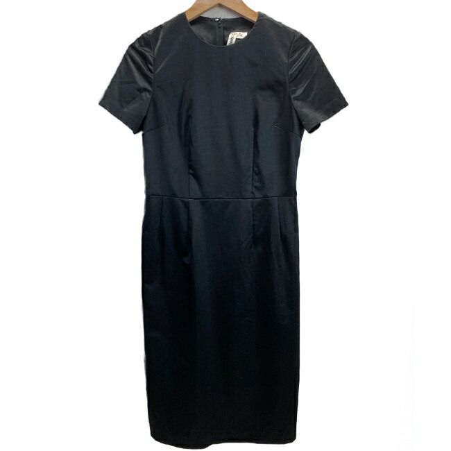 COMME des GARCONS 半袖ワンピース ミディアム丈 クルーネック ポリエステル シルク タイト バックジップ スリット AD2013 GL-O008 古着