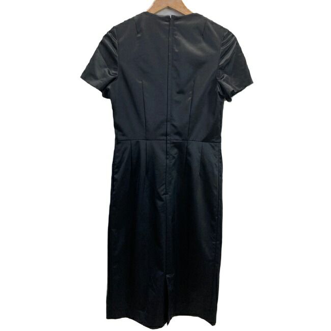 COMME des GARCONS 半袖ワンピース ミディアム丈 クルーネック ポリエステル シルク タイト バックジップ スリット AD 2013 GL-O 008 古着