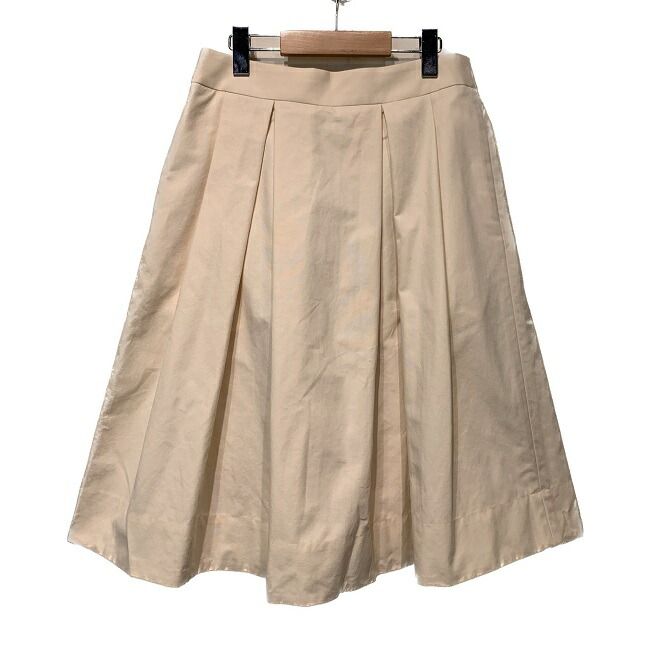 MARGARET HOWELL スカート 無地 チノ タック 生成 アイボリー 裏地なし