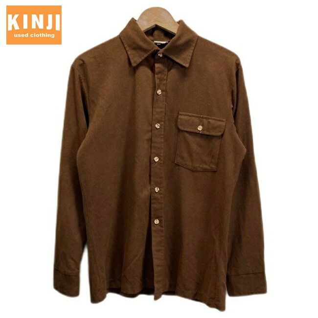 Edwards of CALIFORNIA プレーンシャツ 長袖 シャツ トップス アセテート ナイロン レギュラー 無地 胸ポケット シングルステッチ 古着