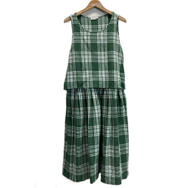 i.s. ISSEY MIYAKE ワンピース 80s 80年代 ノースリーブ レイヤード風 ロング丈 チェック No.RG21477 古着
