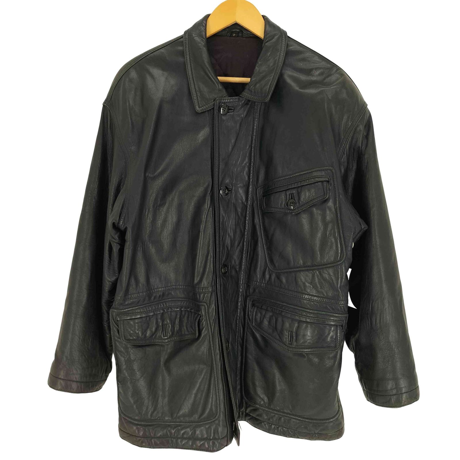 コムサデモード COMME CA DU MODE TETSU 90S ジップアップ ラムレザー ジャケット 裏地キルト メンズ 表記無