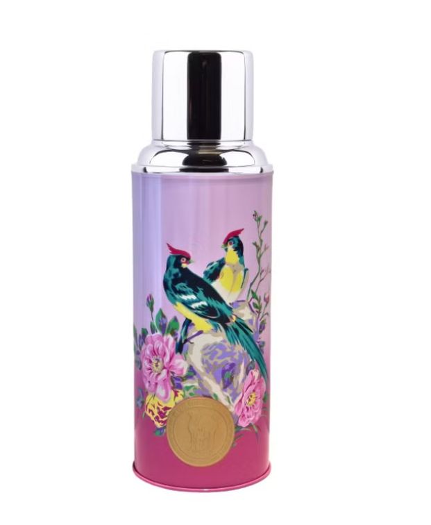 香港製 CAMEL 魔法瓶 450ml 二重ガラス 真空断熱 フラスク キャップ一体型ストッパー付き 116 Flowers and Birds series Birds 花鳥シリーズ 鳥
