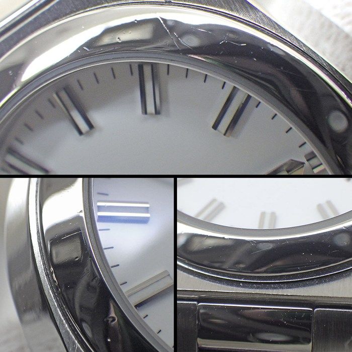  グッチ GUCCI 腕時計 パンテオン 115.5 デイト 夜光インデックス 夜光針 ホワイト文字盤 SS クオーツアナログ 腕時計(デジタル) 時計