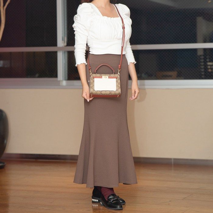  コーチ COACH ハンドバッグ ミニ レーン トップハンドル C 8318 カーキ チョーク キャンバス レザー ゴールド金具 その他 バッグ