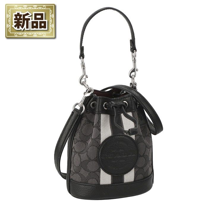 コーチ COACH ハンドバッグ デンプシー ミニ バケットバッグ C8322 ブラック シグネチャー ジャカード レザー シルバー金具