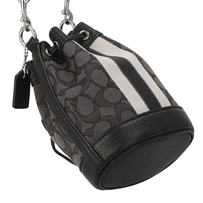 コーチ COACH ハンドバッグ デンプシー ミニ バケットバッグ C 8322 ブラック シグネチャー ジャカード レザー シルバー金具
