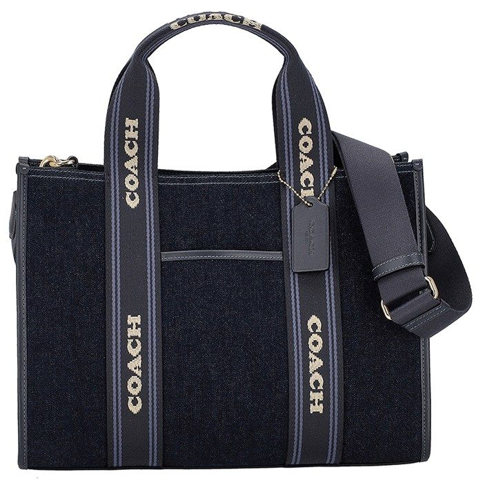 コーチ COACH ハンドバッグ スミス トート バッグ CCL 68 ネイビー デニム スムース レザー ゴールド金具