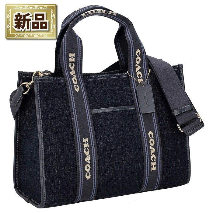 コーチ COACH ハンドバッグ スミス トート バッグ CCL 68 ネイビー デニム スムース レザー ゴールド金具