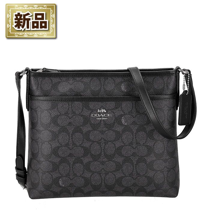 コーチ COACH ショルダーバッグ CCQ21 SVO1U 2025 AW チャコール シグネチャーキャンバス ブラック レザー シルバー金具