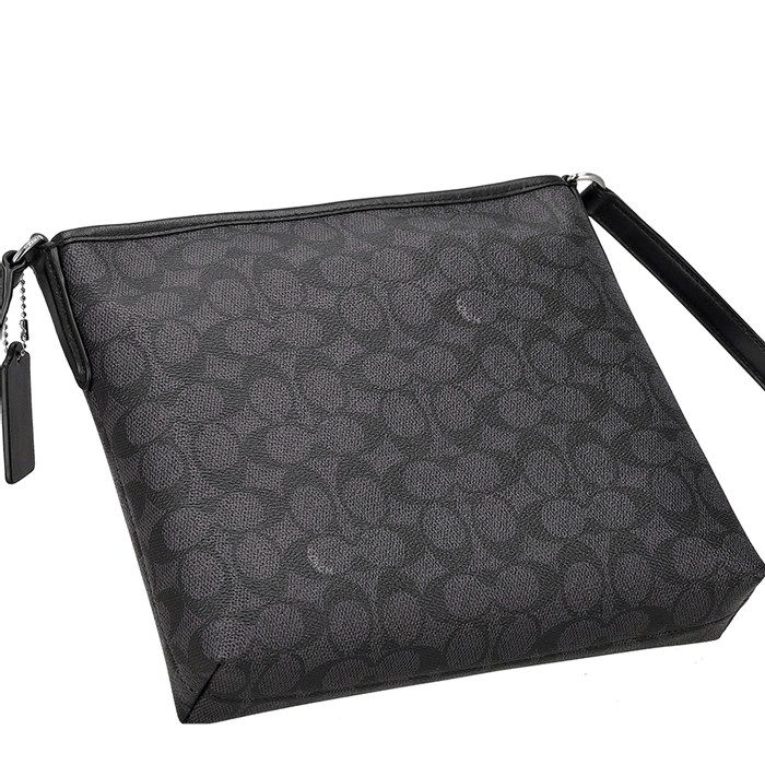  コーチ COACH ショルダーバッグ CCQ 21 SVO 1 U 2025 AW チャコール シグネチャーキャンバス ブラック レザー シルバー金具 メッセンジャーバッグ ショルダーバッグ