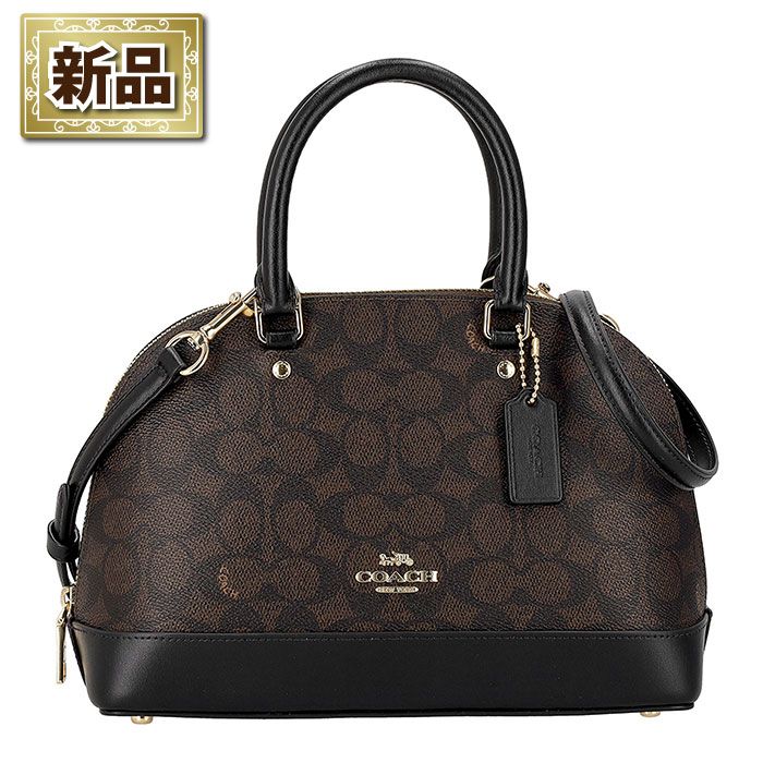 コーチ COACH ハンドバッグ ショルダーバッグ CCQ26 IMXAQ 2025 AW ウォルナット シグネチャーキャンバス ブラック レザー ゴールド金具