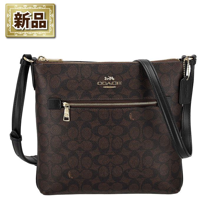 コーチ COACH ショルダーバッグ CCQ27 IMXAQ 2025 AW ウォルナット シグネチャーキャンバス ブラック レザー ゴールド金具